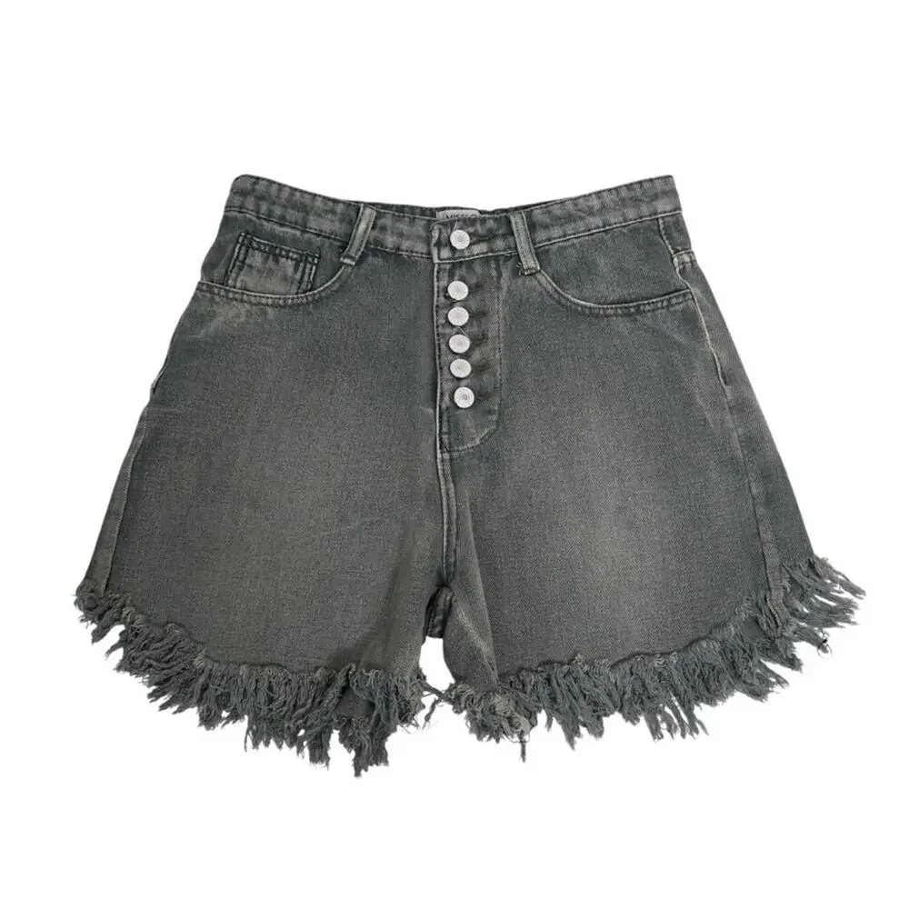 Misslook Women's S Exposed Button Fly Cutoff Jean Shorts